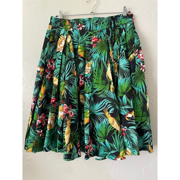 NWT Laura Byrnes Pinup Girl Little Jun Skirt Parrot Print in Hawaii Tropical XL - Picture 5 of 8